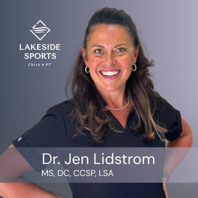 Dr. Jen Lidstrom, MS DC CCSP LSA, chiropractor at Lakeside Sports Chiropractic in Cornelius NC